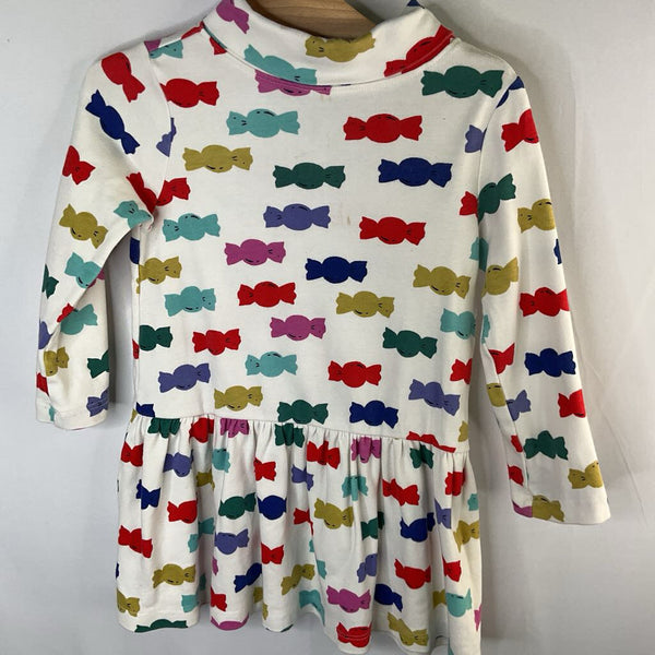 Size 3 (90): Hanna Andersson White/Colorful Candy Long Sleeve Turtleneck Dress