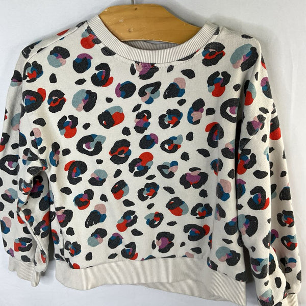 Size 4 (100): Hanna Andersson Gray/Colorful Leopard Print Sweatshirt REDUCED