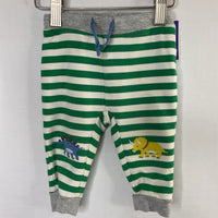Size 6-9m: Boden Green/White/Multi Stripes/DInos Cozy Pants