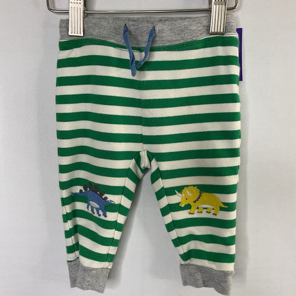 Size 6-9m: Boden Green/White/Multi Stripes/DInos Cozy Pants