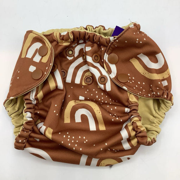 Size 1 (7-17lb): Esembly Brown/Yellow Print Diaper Cover
