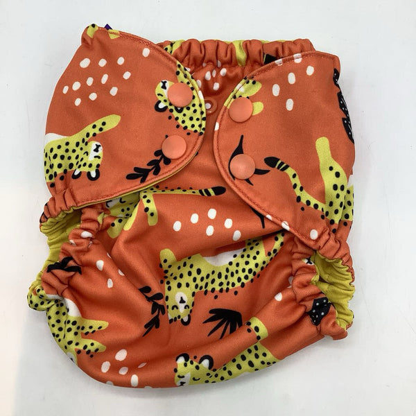 Size 1 (7-17lb): Esembly Orange/Yellow Jungle Cats Diaper Cover