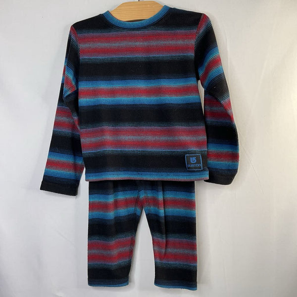 Size 3: Burton Red/Black/Blue 2pc Fleece Base Layer Set