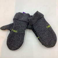Size XS: Head Gray/Green Trim Mittens