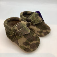 Size 1: Freshly Picked Green Camo Suede Booties REDUCED