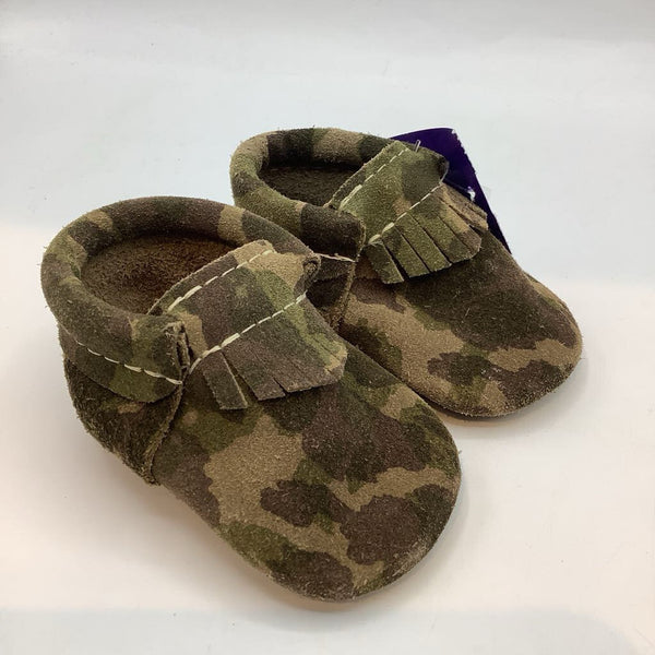 Size 1: Freshly Picked Green Camo Suede Booties REDUCED