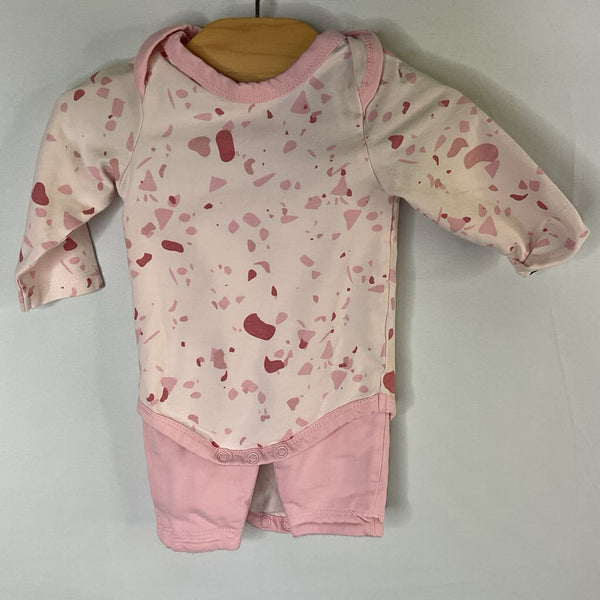 Size 0-3m: Monica + Andy Pink Print 2pc Onesie/Cozy Pants Set