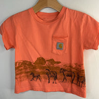 Size 7: Carhartt Orange Horses Pocket T-Shirt