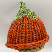 Size OS Infant: Orange Knit Pumpkin Hat