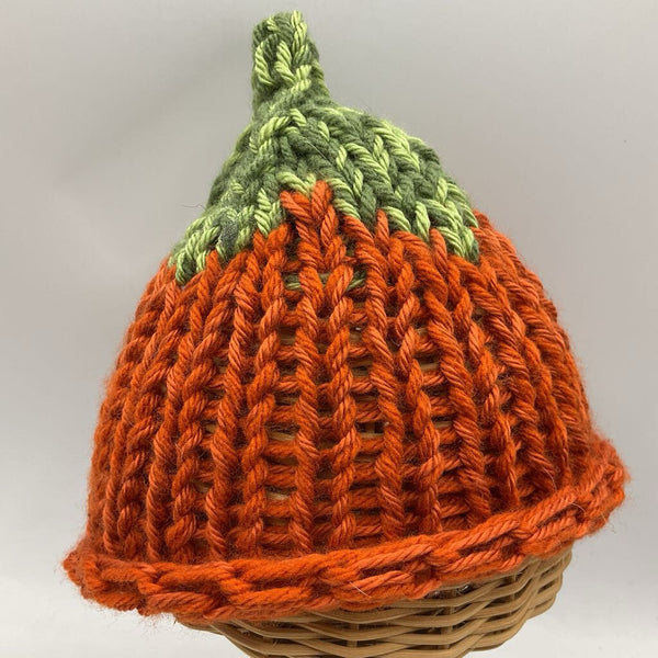 Size OS Infant: Orange Knit Pumpkin Hat