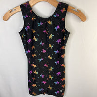 Size10: Destira Black/Rainbow Unicorns Gymnastics Leotard