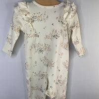 Size 3-6m: Pehr Cream/Multi Floral Ruffle Trim Romper