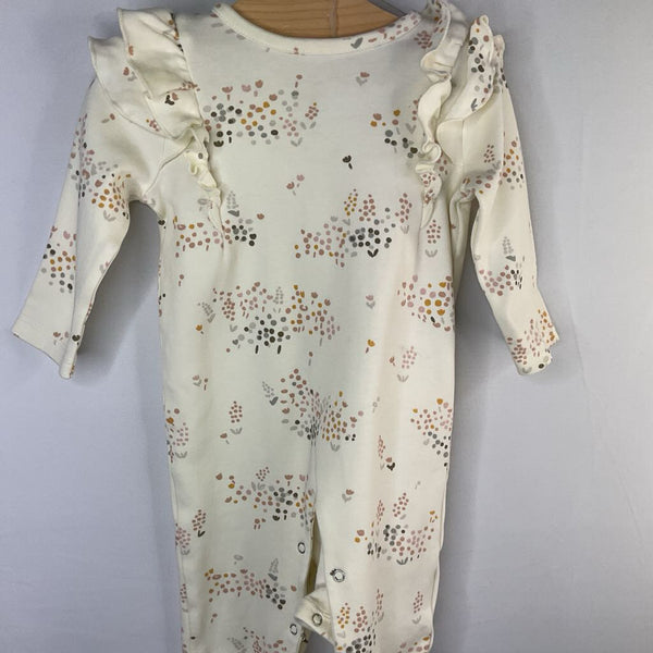 Size 3-6m: Pehr Cream/Multi Floral Ruffle Trim Romper