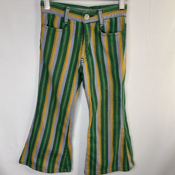 Size 4 Vintage Green/Yellow/Blue Striped Adjustable Flare Jeans REDUCED