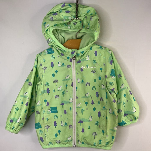 Size 12-18m: Columbia Green/Purple/White Unicorn Fleece Lined Raincoat