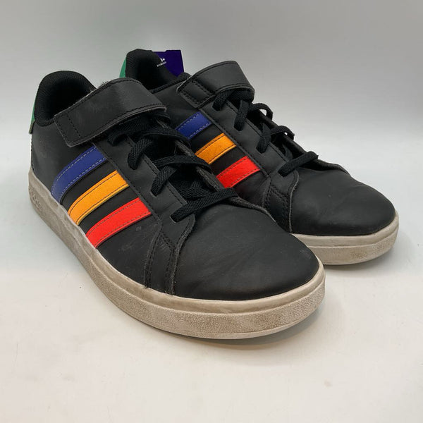 Size 4Y: Adidas Black/Colorful Velcro Sneakers