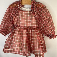 Size 3: Crewcuts Red/Black/White Plaid Sheer Blouse