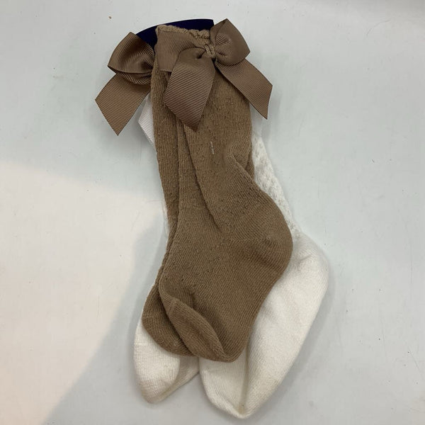 2pr Multicolor Bow/Eyelet Socks