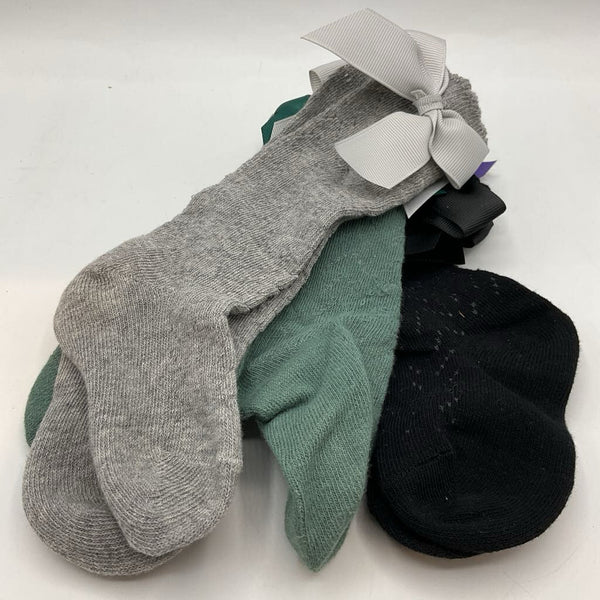 3pr Multicolor Bow/Eyelet Socks