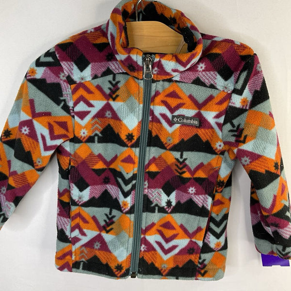Size 2: Columbia Blue/Orange/Purple Geo Print Fleece Zip Coat