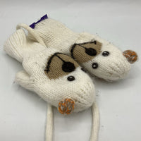 Size OS Toddler: White Polar Bear Fleece Lined Mittens