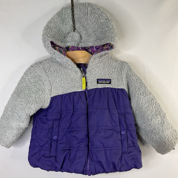 Size 2: Patagonia Purple/Gray/Multi Print Poly/Sherpa Reversible Winter Coat REDUCED