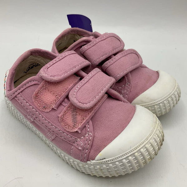 Size 7: Victoria Pink/White Velcro Walker Sneakers