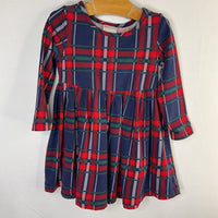 Size 18-24m (80): Hanna Andersson Navy/Red/Green Plaid Long Sleeve Dress