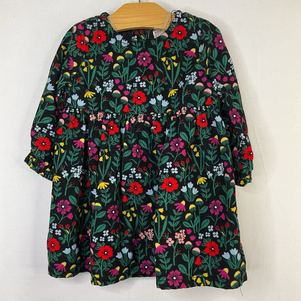 Size 18-24m (80): Hanna Andersson Black/Colorful Floral Corduroy Long Sleeve Dress