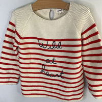 Size 4: Oeuf Red/White 'Wild at Heart' Sweater