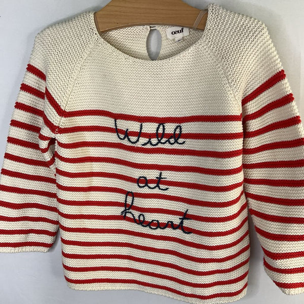 Size 4: Oeuf Red/White 'Wild at Heart' Sweater