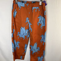 Size 4-5: Mini Rodini Orange/Blue Pegasus Print Adjustable Pants