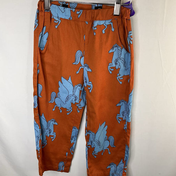 Size 4-5: Mini Rodini Orange/Blue Pegasus Print Adjustable Pants