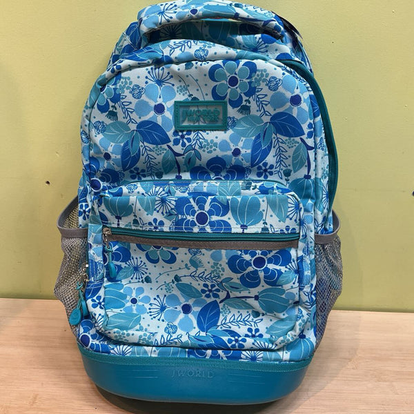 JWorld Blue Floral Rolling Backpack