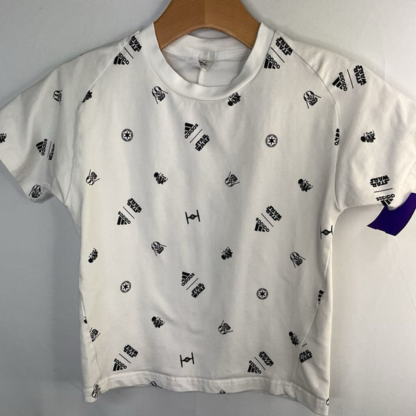 Size 7-8:Adidas White/Black Star Wars T-Shirt