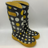 Size 13: Bogs Black/White/Yellow Dots Rain Boots REDUCED