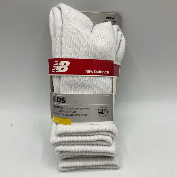 Size 5.5-9Y: New Balance White Crewcut Socks 3pk NEW