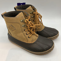 Size 1Y: Sperry Brown Lace-Up Duck Boots