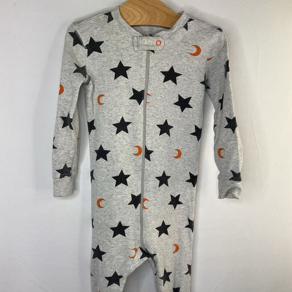 Size 12-18m: Primary Grey Orange/Black Stars Zip Up 1pc PJs