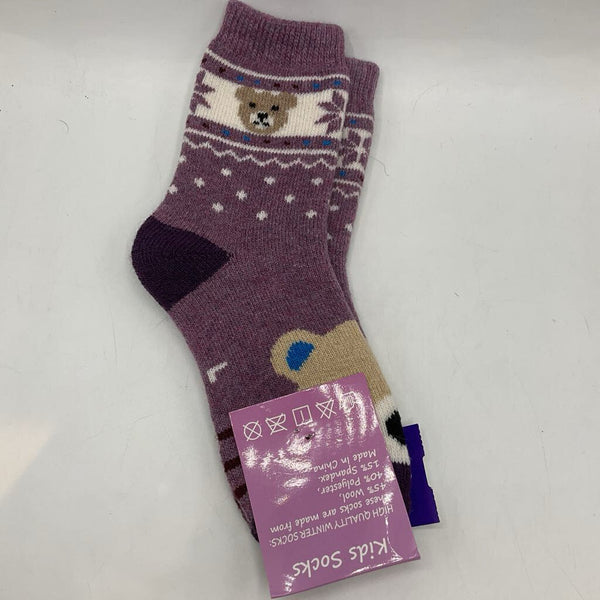 Size 8-12: Purple Bear Socks NEW