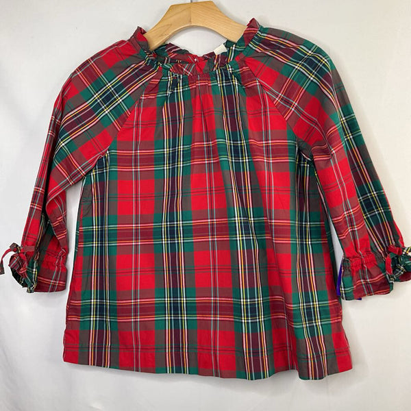 Size 12: Crewcuts Red Green Holiday Plaid Long Sleeve Blouse