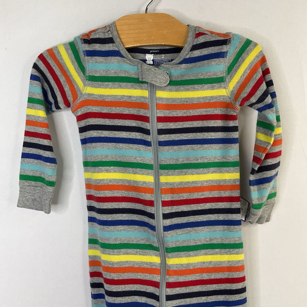 Size 2: Primary Gray Rainbow Stripe 1pc Pjs