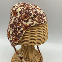 Size 0-3m: Kate Quinn Organics Brown Floral Bamboo Baby Hat