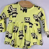 Size 0-3m: Tea Collection Yellow Panda Long Sleeve Onesie Dress
