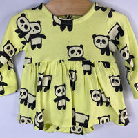 Size 0-3m: Tea Collection Yellow Panda Long Sleeve Onesie Dress
