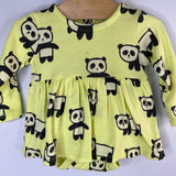 Size 0-3m: Tea Collection Yellow Panda Long Sleeve Onesie Dress