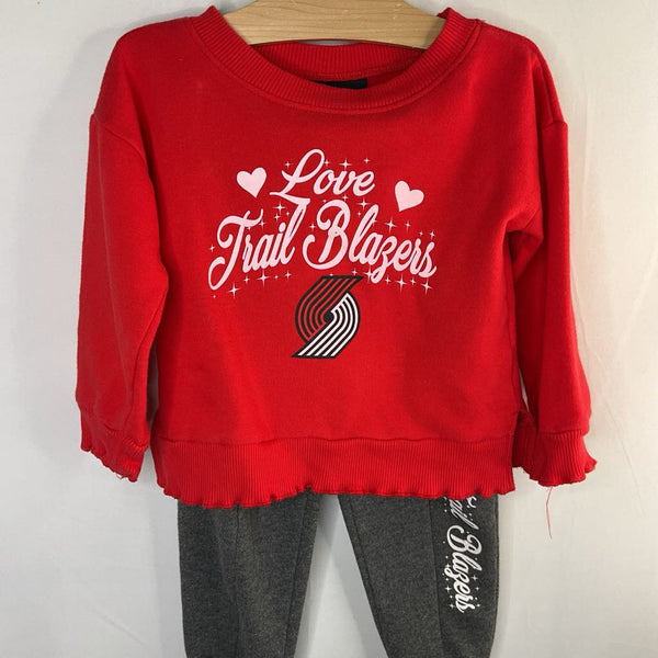 Size 2: Blazers Red "Love Trail Blazers " 2pc Sweatshirt & Pants