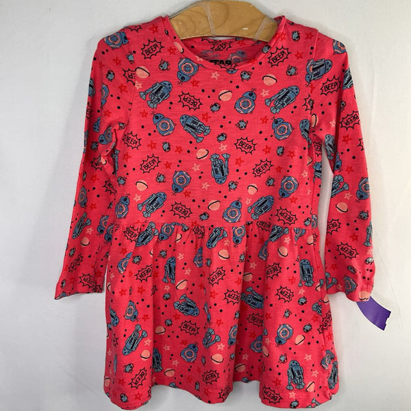 Size 4: Star Wars Pink Robots Long Sleeve Dress