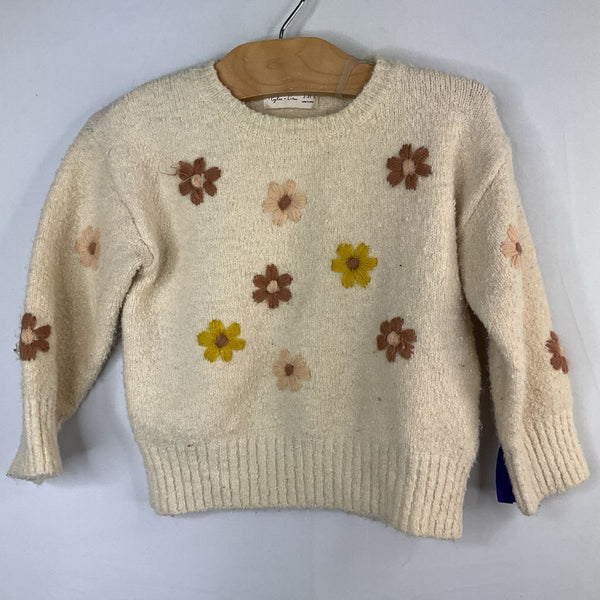 Size 2-3: Rylee + Crum Cream Flower Sweater