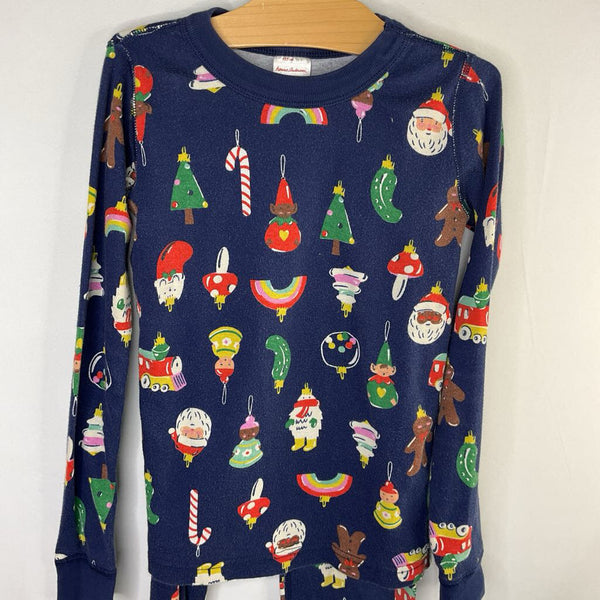 Size 8 (130): Hanna Andersson Blue Holiday Orniment Pjs